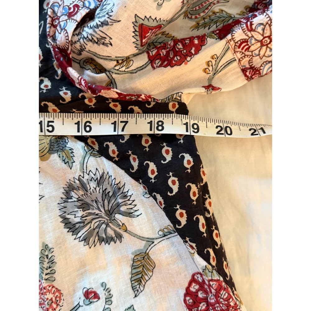 Alix of Bohemia Madeline Patchwork Top Red Black Floral Cotton Blouse Small - Picture 4 of 8